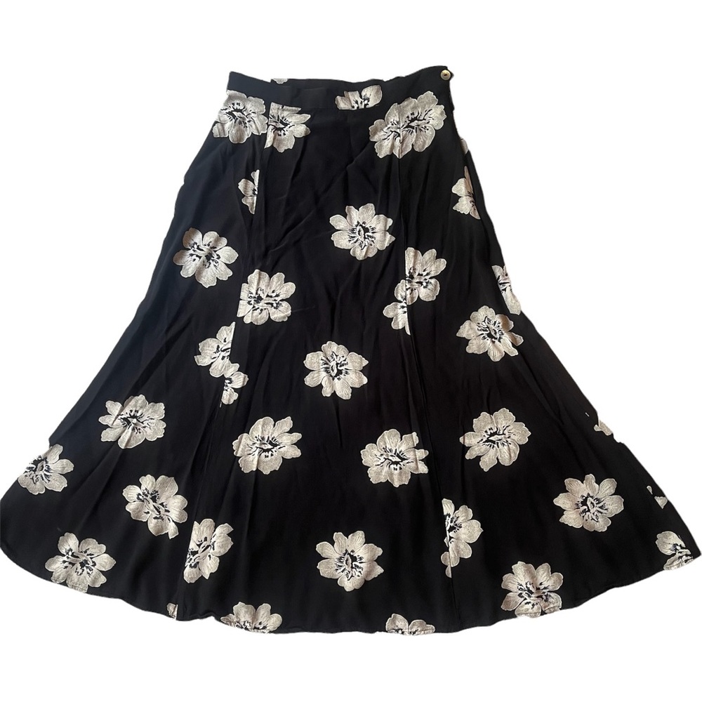 Vintage Black Floral Maxi Skirt size 10 size Small Medium - Picture 6 of 6